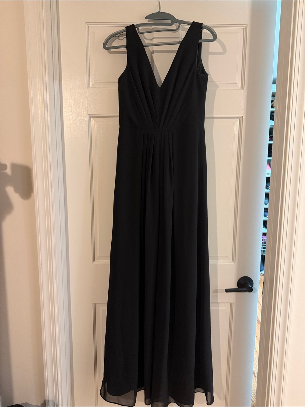 Social Bridesmaids V-neck Georgette Dress in Black